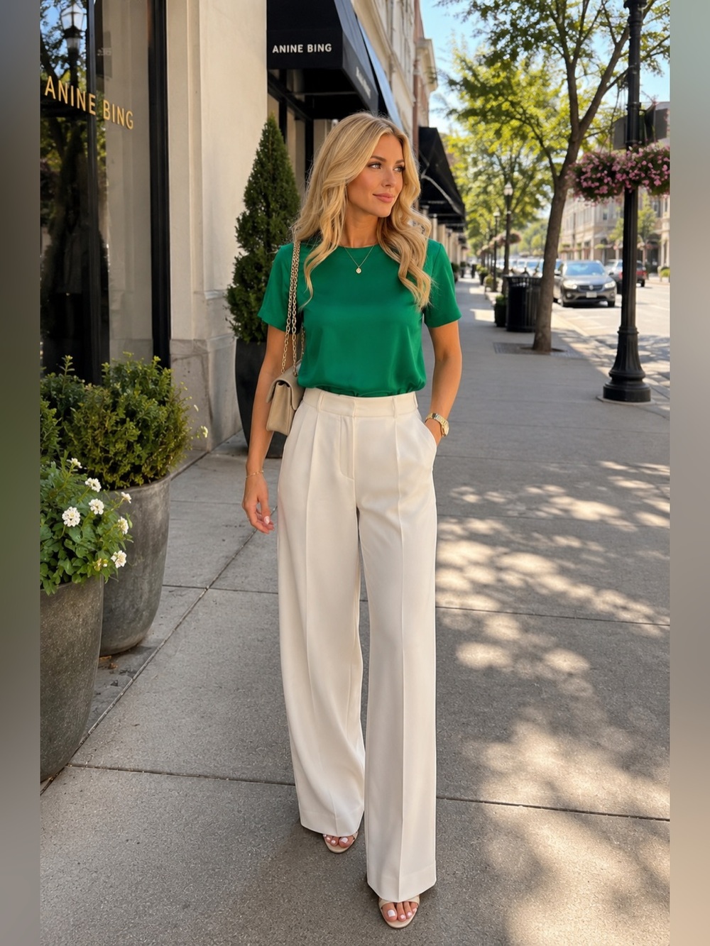 Anna & Frank Elegant Green 100 % Silk Blouse